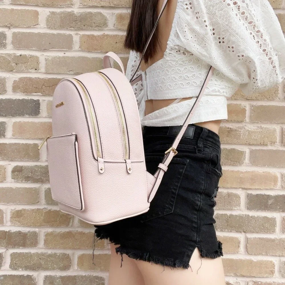 Michael Kors Pale Pink Pebbled Leather Backpack